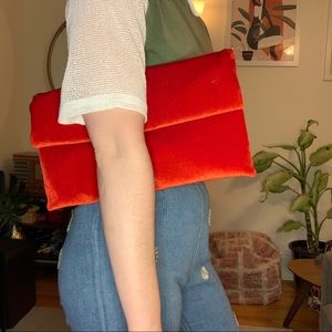 anthropologie red velvet clutch crossbody bag